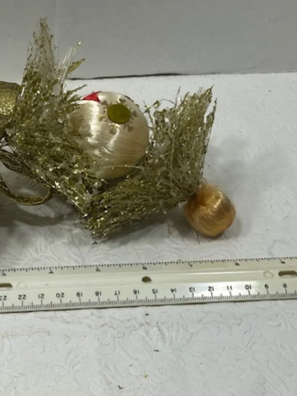 VTG Handmade Gold Plastic Tiered Faced Christmas Tree Tabletop Holiday Decor 8
